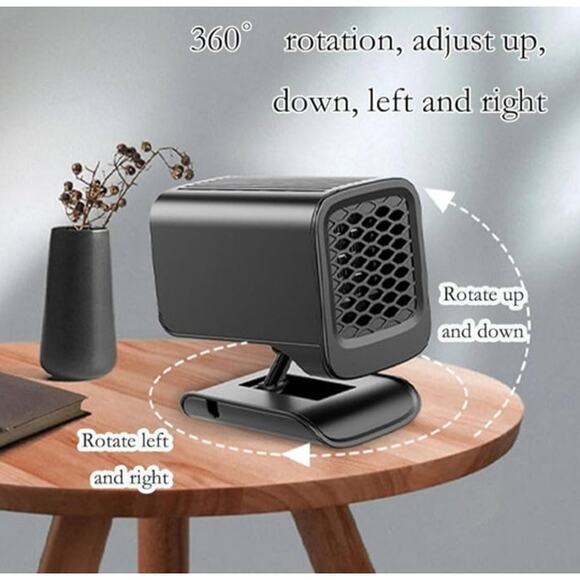 New In Box Deeyota Black Car Mounted Heater Multifunction Folds Rotates 360 12V - Picture 3 of 8